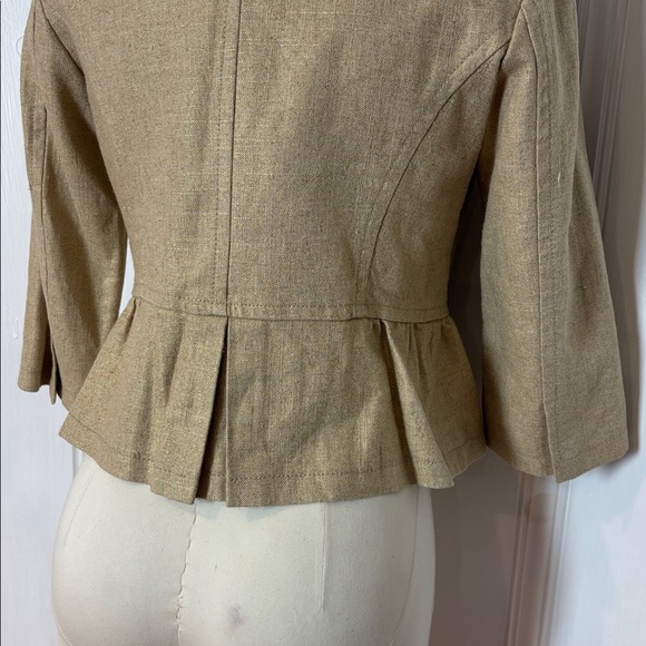 NYGARD Collection Linen Blend Blazer, Gold Thread, Peplum Jacket - Size 6 petite - Picture 4 of 13